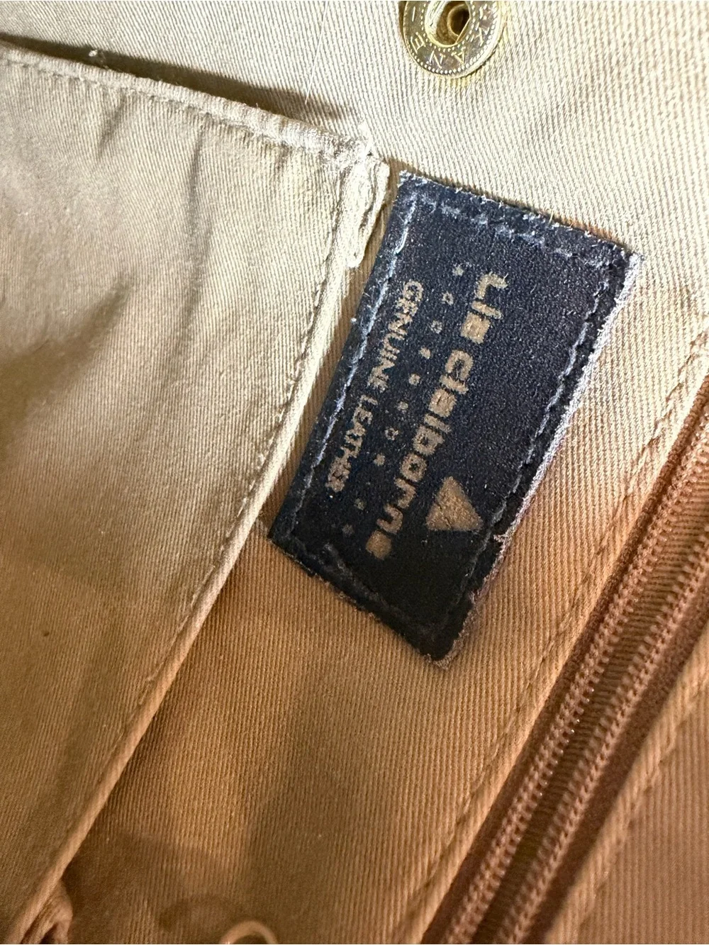 Liz Claiborne Genuine Leather White Satchel Brown Handle Shoulder Purse Bag